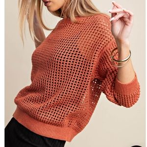Kori America Two Tone Thread Finish Net Sweater